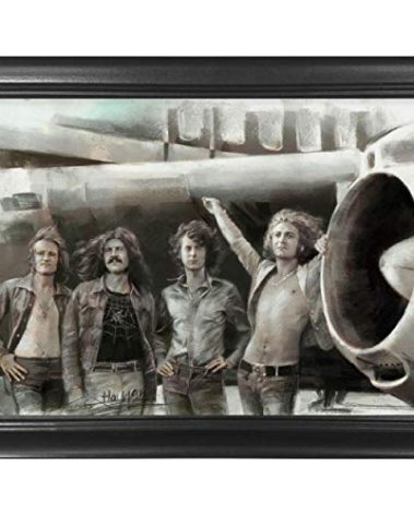 Led Zeppelin Classic Rock Band 3D Poster Wall Art Decor Framed Print | 14.5x18.5 | Lenticular Posters & Pictures | Memorabilia Gifts for Guys & Girls Bedroom | Jimmy Page, Robert Plant, John Bonham