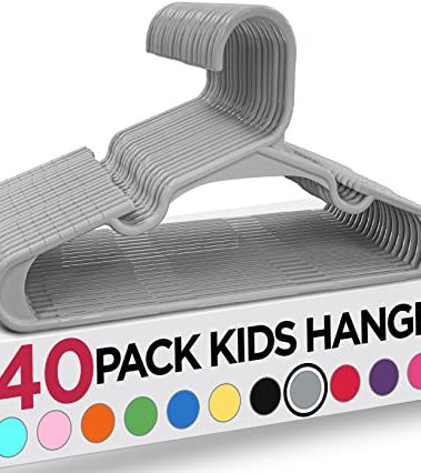 Utopia Home 40 Pack Kids Hangers - 11.5 Inch Plastic Baby Hangers for Closet - Childrens Hanger for Clothes & Infant Hanger for Closet - for Everyday Standard Use (Gray)
