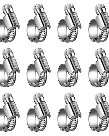 Steelsoft Heavy Duty Hose Clamp Size#4, 3/8 to 5/8 inch Adjustable Worm Gear Drive Hose Clamps Stainless Steel 304 for Fuel Injection Line, Automotive, Radiator, Garden,12 Pack