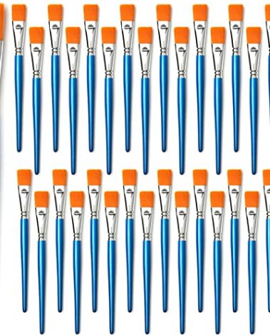 1 inch Flat Paint Brushes for Acrylic Painting, 32 Pieces Large Acrylic Paint Brushes Bulk for Acrylic, Watercolor, Oil, Crafts, Face Body Art