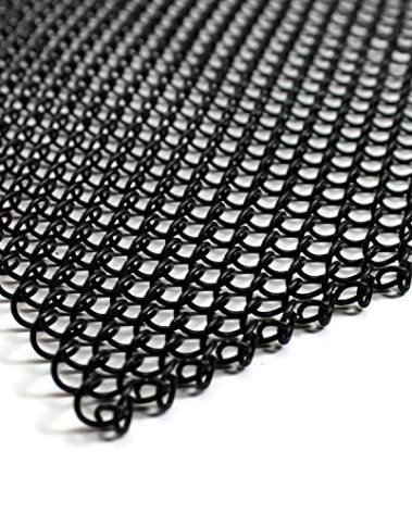 Midwest Hearth Fireplace Screen Mesh Curtain 28" High (Made in USA) Two 24" Wide Panels (Black)