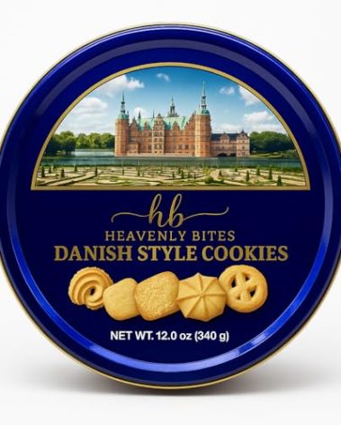 Heavenly Bites Danish Style Butter Cookies in Metal Tin 12 Ounce