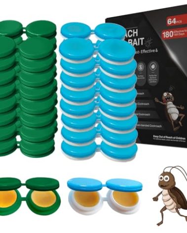 64 Pack Cockroach Gel Bait, Highly Effective Roach Gel Bait Indoor Infestation Solution, Fast Acting Cockroach Killer Indoor Home Kitchen Use, Easy to Apply & No Mess Roach Bait, Long-Lasting
