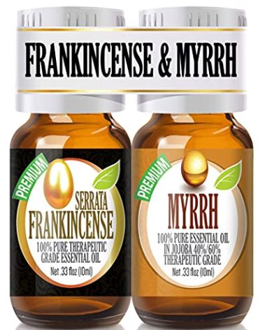 Healing Solutions Frankincense and Myrrh Organic Essential Oils - Therapeutic Grade 2/10ml Combo Pack - Frankincense Essential Oil