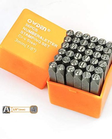 OWDEN Professional 36Pcs. Steel Metal Stamping Tool Set,(1/8”) 3mm,Steel Number and Letter Punch Set,Alloy Steel Made HRC 58-62 for Jewelry Craft Stamping.