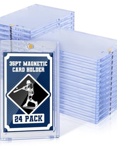 35pt Magnetic Card Holder for Trading Cards, Baseball Cards Protectors Hard Plastic Fit for MTG, Trading Card Holder for Sports Cards, Board Game Cards Standard Clear Magnetic Card Case… (60)