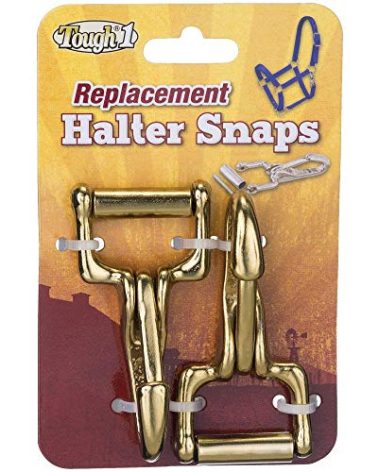 JTI Tough-1 Set (2) Brass Plated Halter Replacement Snap Hook End Unscrews to Replace Broken Throat Snaps on Halters