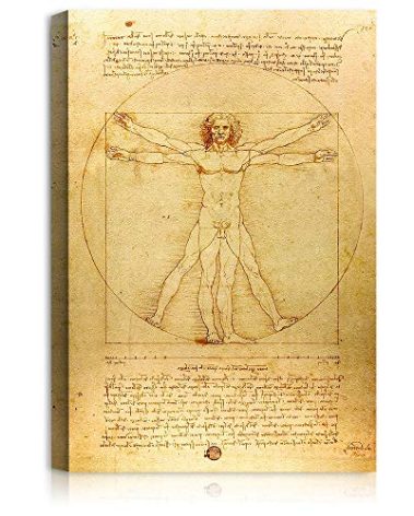 A&T ARTWORK The Vitruvian Man by Leonardo Da Vinci. The World Classic Art Reproductions, Giclee Canvas Prints Wall Art for Home Decor, 30x20 inches