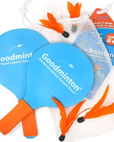 Goodminton - The World's Easiest Racquet Game - an Indoor Outdoor Year-Round Fun Paddle Game Set for Boys, Girls, and People of All Ages