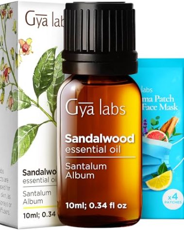 Gya Labs Sandalwood Essential Oil - 0.34 Fl Oz - for Hair, Skin, Diffuser, Aromatherapy & DIY Candle Making Scent