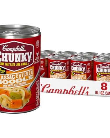 Campbell’s Chunky Soup, Classic Chicken Noodle Soup, 16.1 Oz Can (Case of 8)
