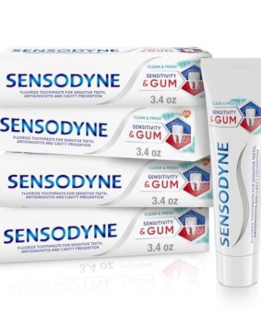Sensodyne Sensitivity & Gum Sensitive Toothpaste for Gingivitis, Sensitive Teeth Treatment, Clean & Fresh - 3.4 oz (pack of 4)