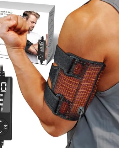 sticro Upper Arm Heating Pad for Bicep Tendonitis Pain Relief, Heated Arm Wrap for Biceps & Triceps Muscle Strains, Adjustable Bicep Brace with 3 Heat & 5 Timers Settings for Men/Women (L/XL)
