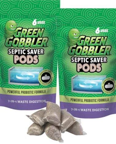 Green Gobbler Septic Tank Treatment Packets, 12 Month Supply - Powerful Natural Bacterial & Enzymes to Prevent Costly Septic Issues, Back-Ups, Foul Odor