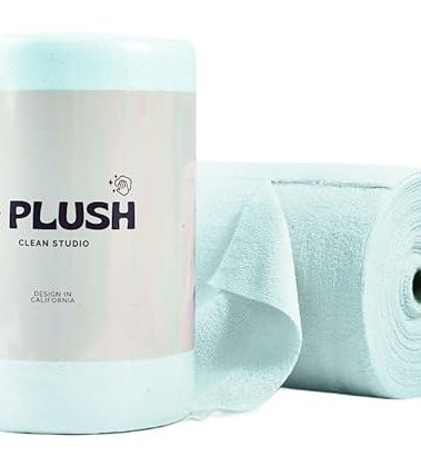 & PLUSH Microfiber Cleaning Cloth Roll - 50 Pack, Tear Away Microfiber Towels, 12" x 12", Reusable, Washable, Streak Free, Ultra Absorbent Dish Rags for Car, Home, Garage or Shop (Blue)