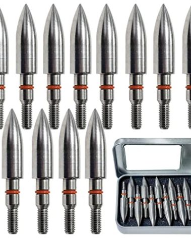 Archery Target Points 150 Grains Archery Field Points arrowheads,5/16″ Stainless Steel Screw in Archery Field Tips and Broadheads (1 Dozen 12 PCS)
