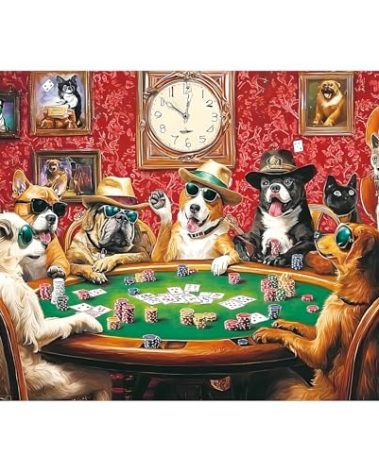 2000 Piece Puzzles for Adults – Funny Dogs Playing Poker Jigsaw Puzzle, Vibrant and Detailed Artwork, Challenging Puzzles for Adults 2000 Pieces, 39" x 28"