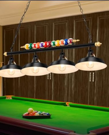 Rossesay Adjustable Pool Table Lights for 7'-8' Billiard Light Hanging Pool Table Light Fixture Lighting Pendant Lamp with Metal Shades for Game Rooms (Bulb Not Included)(4 Lights)