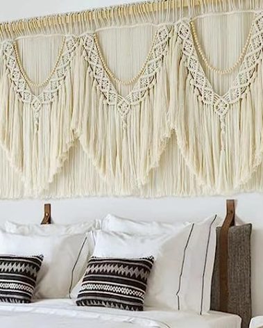 IOWER Macrame Wall Decor 75" W x 35" L Extra Large Macrame Wall Hanging Craftsmanship Boho Wall Decor