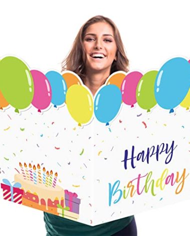 PAPERKIDDO Jumbo Birthday Card, Giant Guest Book Happy Birthday Cards for Kids Greeting Card Gifts Birthday Party Decorations Supplies for Boys Girls 14 x 22 inches