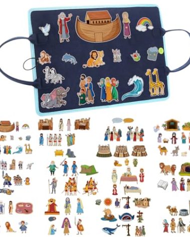 SmoothNovelty 12 Pack Flannel Felt Board Stories Set with a Foldable Board for Preschool Activities Boys Girls(Bible)