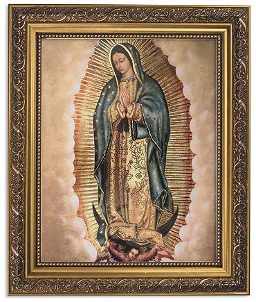 Gerffert Collection Our Lady of Guadalupe Framed Portrait Print, 13 Inch (Ornate Gold Tone Finish Frame), Living Room