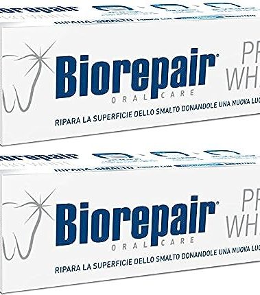 Biorepair: "Pro White" Whitening Toothpaste with microRepair - 2.5 Fluid Ounce (75ml) Tubes (Pack of 2) [ Italian Import ]