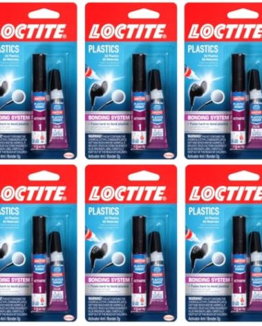 Loctite Plastics Bonder Bonding System, 2 Gram & 4 Gram Tubes, 6 Pack - Clear Superglue for Plastic, Wood, Metal, Crafts, & Repair, Instant Glue Adhesive, Quick Dry