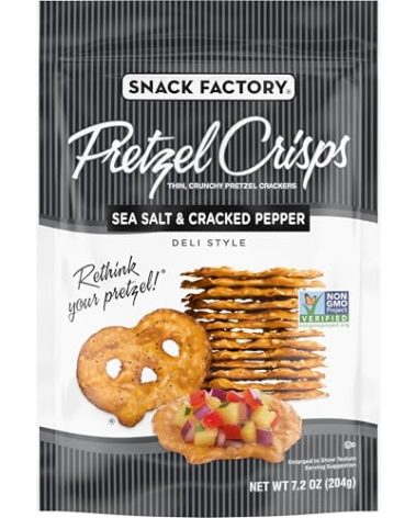 Snack Factory Pretzel Crisps, Sea Salt & Cracked Pepper, 7.2 Oz