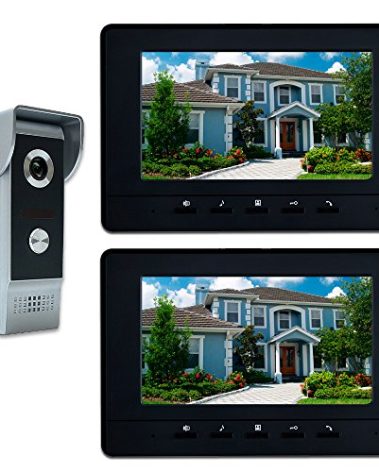 AMOCAM Video Intercom System, 7 Inches Video Doorbell Door Phone System, Wired Video Door Phone HD Camera Kits Dual-Way Intercom for Villa House Office Apartment 1-IR Camera 2-LCD Color Monitor