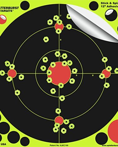 Splatterburst Targets -12 inch Adhesive Stick & Splatter Reactive Shooting Targets - Gun - Rifle - Pistol - Airsoft - BB Gun - Pellet Gun - Air Rifle (50 Pack)