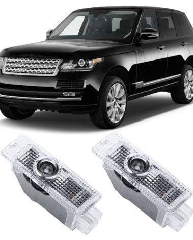 2 Pcs Never Fade Door Light Logo, Projection Ghost Shadow Welcome Puddle Light Compatible with Range Rover 2010-2022 Accessories (White & Green)