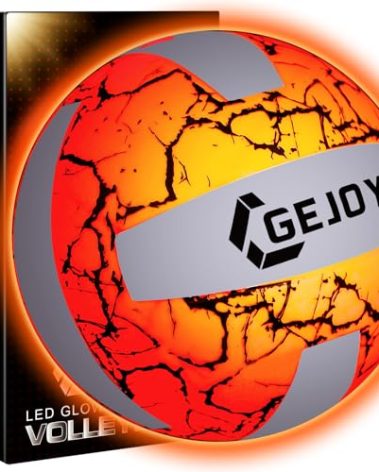 Gejoy Christmas Glow in The Dark Ball Gift LED Light up Basketball Football Volleyball Official Size Ideal Gift for Adult Man Teenage Outdoor Sport Birthday Accessories Stuff