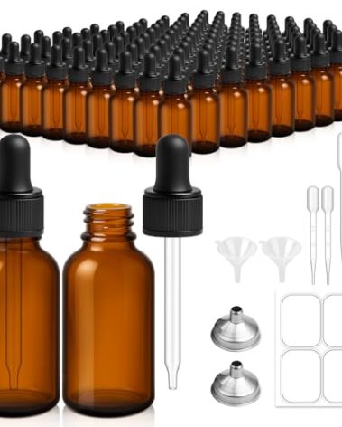Bumobum 100 Pack, 1 oz Glass Dropper Bottle for Essential OIls, 30 ML Amber Empty Tincture Bottles with Dropper for Serum Hair Cuctile Body Oils Bulk for Storage