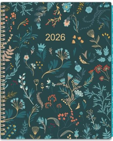 2026 Monthly Planner - 2026 Planner, Monthly Calendar 2026, Jan. 2026 - Dec. 2026, 9" x 11", 12 Month with Tabs & Pocket, Flexible Cover, Twin-Wire Binding, Thick Paper - Green