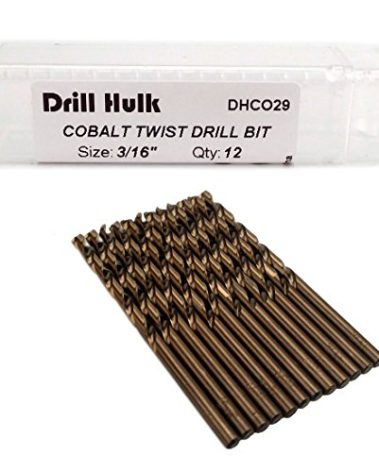 3/16-Inch Cobalt Steel M35 Jobber Length Twist Drill Bits for Hard Metal, Stainless Steel, Pack of 12