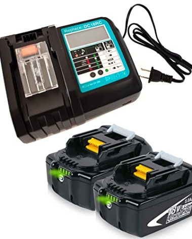 2 X BL1850B Battery 18V 5.0Ah with Charger 3Ah DC18RC, Replace for Makita 18V Battery LXT400 BL1860B BL1830B BL1850B BL1840B BL1830