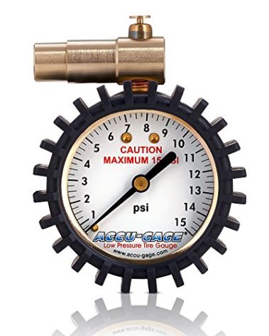 Accu-Gage Fat Bike Presta Valve Low Pressure Bicycle Tire Gauge, 15psi