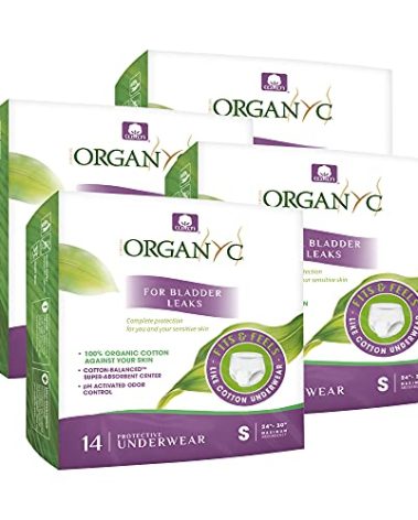 Organyc Bladder Control Underwear for Women - Organic Cotton Protective Underwear for Incontinence, Leak Protection, Odor Protection and Sensitive Skin, Small, 56 Count