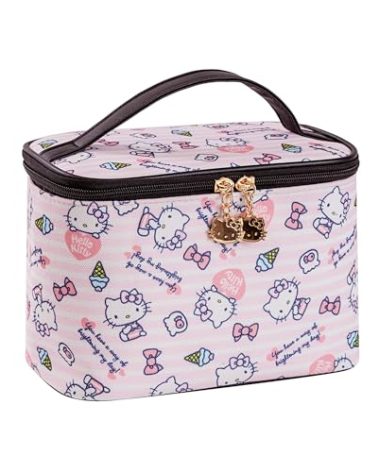 AmBealla Cosmetic Bag Large Makeup Bags Pink Travel Case with Makeup Brush Holder,Cosmetic Organizer for Women, Toiletry Bag for Skincare & Beauty Tools Sweet Cute for Girls