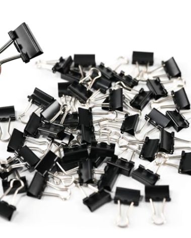 Ykimok 48Pcs Mini Binder Clips, 0.5 inch(13mm), Paper Clamps Micro Size for Office Supplies, Black