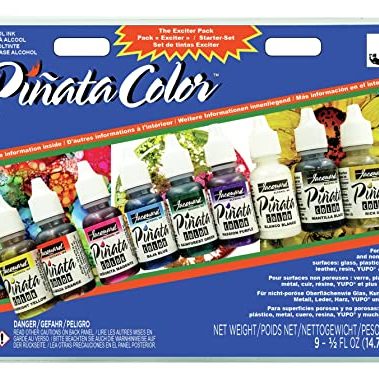 Jacquard Alcohol Ink Set - Pinata Color Exciter Pack - Highly Saturated - Acid-Free - 9 Assorted Colors Half Ounce