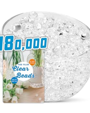ORIKASO 180,000 Clear Water Gel Beads for Centerpieces, Tansparent Vase Filler for Floating Candle, Christmas Decoration, Wedding Centerpiece, Floral Decorations, Soilless Planting