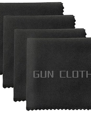 4 Pack Microfiber Gun Cleaning Cloth, 12"x12" Lint Free Gun Cleaning Rags, Reusable Microsuede Cleaning/Polishing Wipes Towels for Firearms, Knives and Scopes (Black)