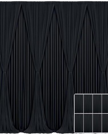 10 Panels Black Backdrop Curtain for Parties Wrinkle Free Black Photo Curtains Backdrop Drapes Fabric Decoration for Birthday Party Wedding 50ft(W) x 10ft(H)