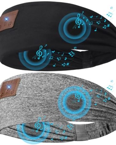 2-Pack Sleeping Headphones Wireless Bluetooth 5.4, Headband Headphones with Ultra-Thin Speakers, Bluetooth Headband for Side Sleepers, Running, Workout, Insomniac, Travel, Meditation（Black&Grey）