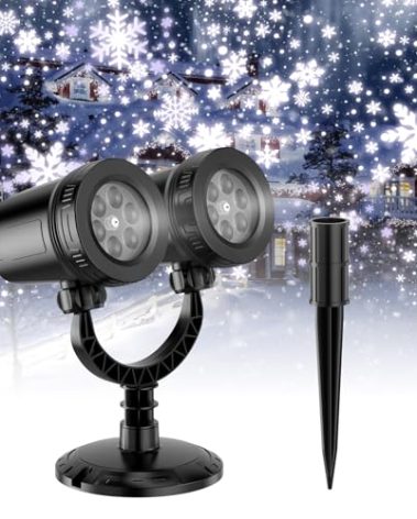 SATXTREM Snowflake Christmas Projector Lights Outdoor, 2026 Upgraded Dual-Head,IP65 Waterproof Holiday LED 180° Rotation Projector Light for Indoor,Patio Wall Window Decorations