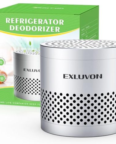 Exluvon Fridge Deodorizer, Lasts for 10 Years Refrigerator Deodorizer Odor Eliminator,Travel Size Air Purifiers, More Effective Than Baking Soda Bamboo Charcoal Air Purifying Bag, Silver