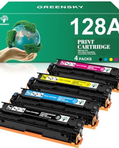 GREENSKY Compatible Toner Cartridge Replacement for HP 128A CE320A CE321A CE322A CE323A for HP Laserjet Pro CM1415fn CM1415fnw CP1525n CP1525nw Printer (Black Cyan Yellow Magenta, 4-Pack)