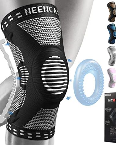 NEENCA Professional Knee Brace for Pain Relief, Medical Knee Support with Patella Pad & Side Stabilizers, Compression Knee Sleeve for Meniscus Tear, ACL, Joint Pain, Runner, Workout (Black, Medium)